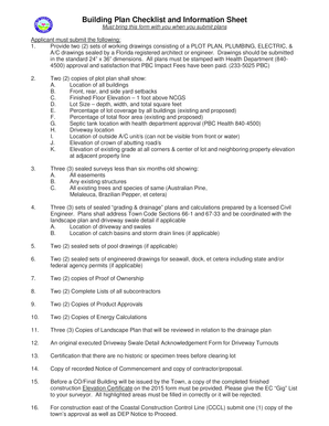 Florida Building Plan Checklist and Information Sheet