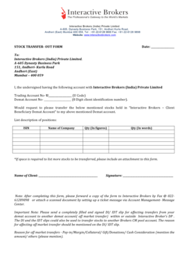 Stock Transfer Out Form