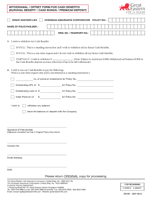 Cash Benefits Withdrawal Form
