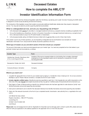 AML/CTF Investor Identification Form