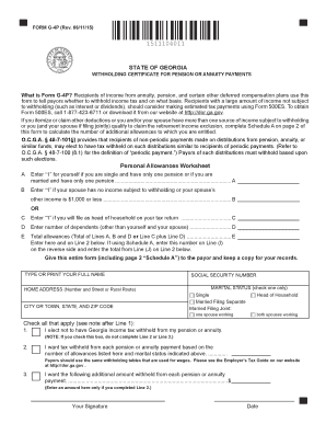 Georgia Withholding Certificate for Pension or Annuity Payments