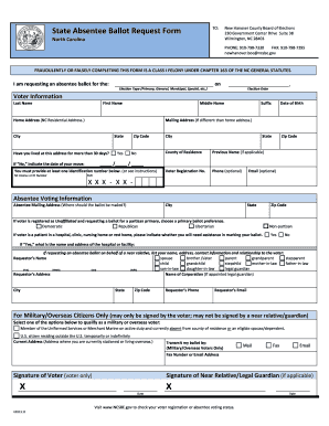 North Carolina Absentee Ballot Request Form