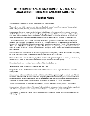 Titration Experiment Form