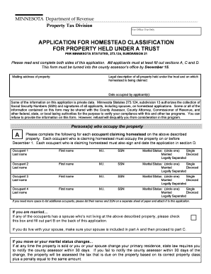 Minnesota Homestead Classification Application