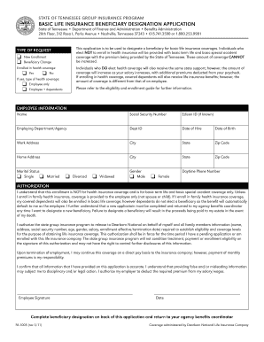 Tennessee Basic Life Insurance Beneficiary Designation