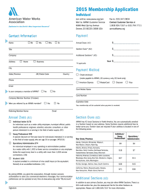 2015 AWWA Individual Membership Application