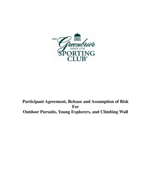Participant Agreement Release and Assumption of Risk
