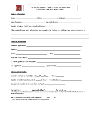 Student Learning Agreement