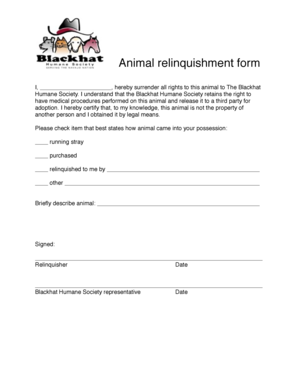Animal Relinquishment Form