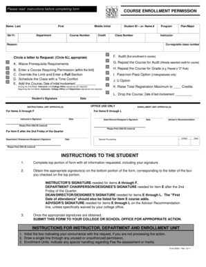 Course Enrollment Permission Form