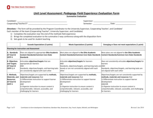 Pedagogy Field Experience Evaluation Form