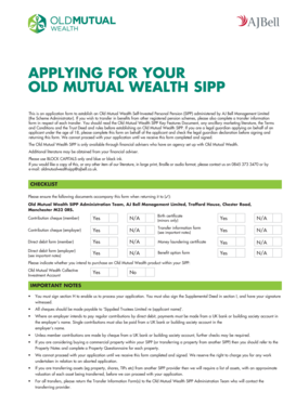 Old Mutual Wealth SIPP Application Form
