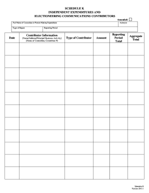 Schedule K Independent Expenditures Form
