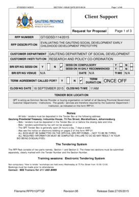 Gauteng RFP Form