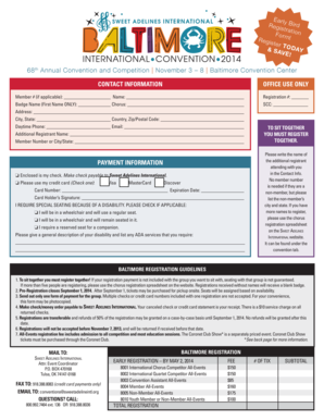 Sweet Adelines International Convention Registration Form