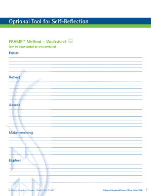 Nurse Self-Reflection Worksheet