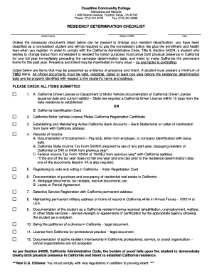 California Residency Determination Checklist