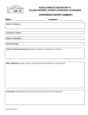 Conference Report Summary Form