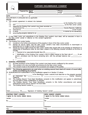 Further Encumbrance Consent Form