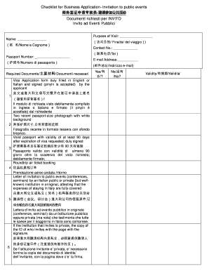 Invitation to Public Events Business Visa Application Checklist