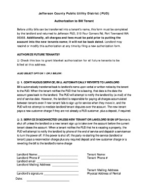 Authorization to Bill Tenant