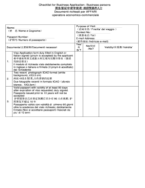 Business Visa Application Checklist for Chinese Business Persons