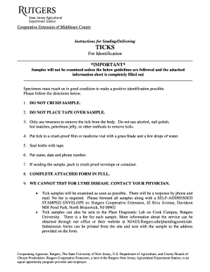 Tick Identification Form