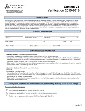 2015-2016 Verification Form
