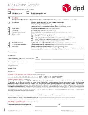 DPD Online-Service Anmeldung