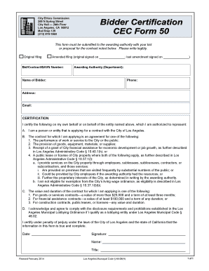Los Angeles Contractor Certification Form