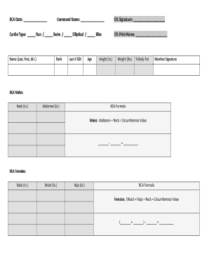 BCA Measurement Form