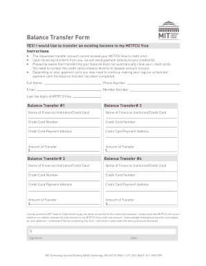MITFCU Visa Balance Transfer Form
