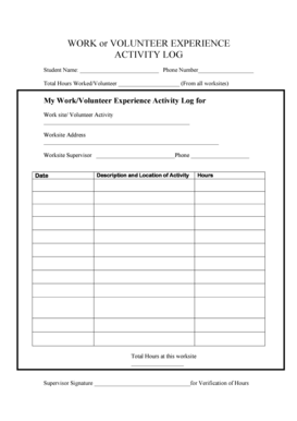 Work Experience Activity Log