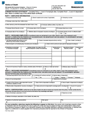 Minnesota Life Insurance Death Claim Form