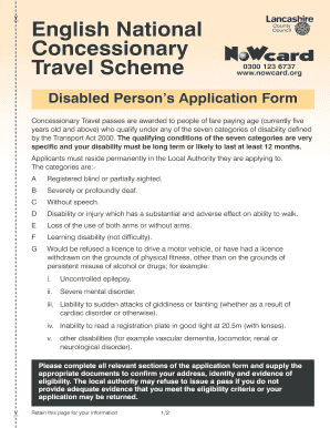 Disabled Person’s Application Form