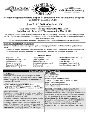 Empire State Senior Games Registration Form