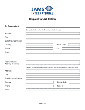 Request for Arbitration Form