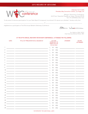 Western Veterinary Conference Attendance Form