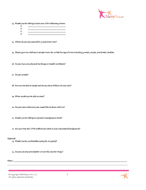 Nanny Application Form