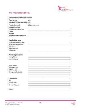 Child Emergency and Health Information Form