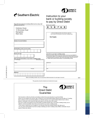 Southern Electric Gas Direct Debit Instruction