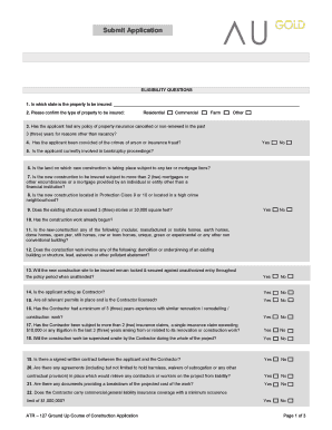 Ground Up Course of Construction Application Form