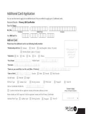SBI Additional Card Application