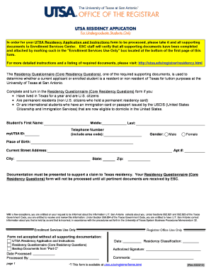 UTSA Residency Application