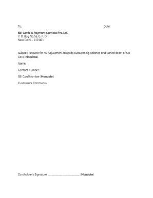SBI Card Cancellation Request Form