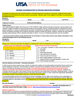 Student Authorization to Release Education Records