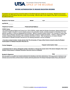 Revoke Authorization to Release Education Records