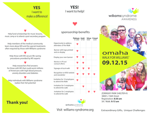 Williams Syndrome Walk Sponsorship Form