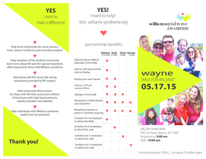 Williams Syndrome Walk Sponsorship Form
