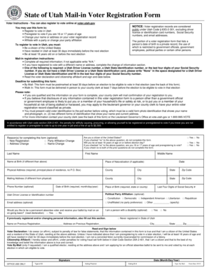 Utah Mail-in Voter Registration Form